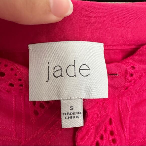 Jade by Johnny Was Joanna Eyelet Blazer Kolbie Pants Set Pink Love Potion S/M - Picture 7 of 11